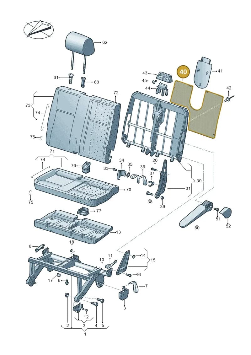 7H0883611D — Volkswagen Caravelle (2019-2024) diagram 861883000, position 40
