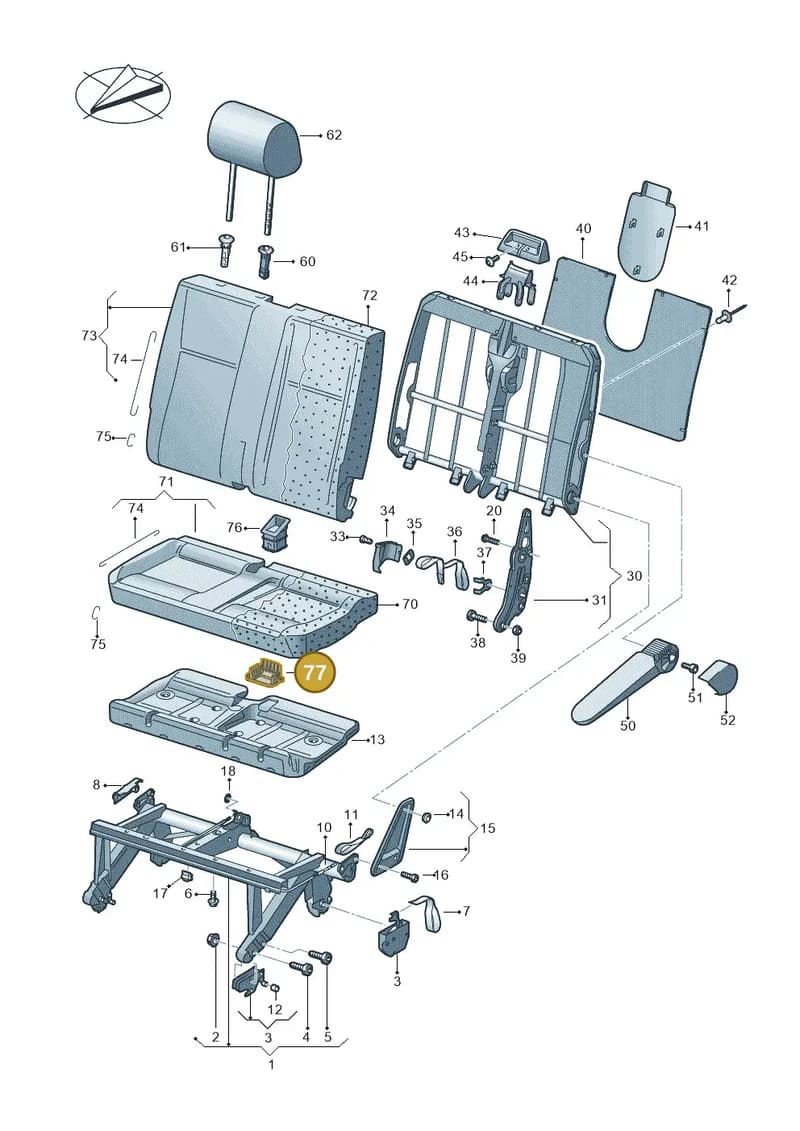 7H0883623B9B9 — Volkswagen Caravelle (2019-2024) diagram 861883000, position 77