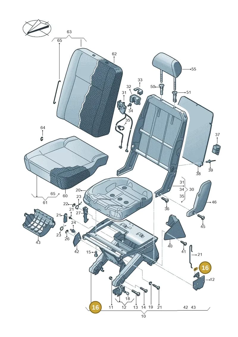 7H0883627 — Volkswagen Caravelle (2019-2024) diagram 861883200, position 16