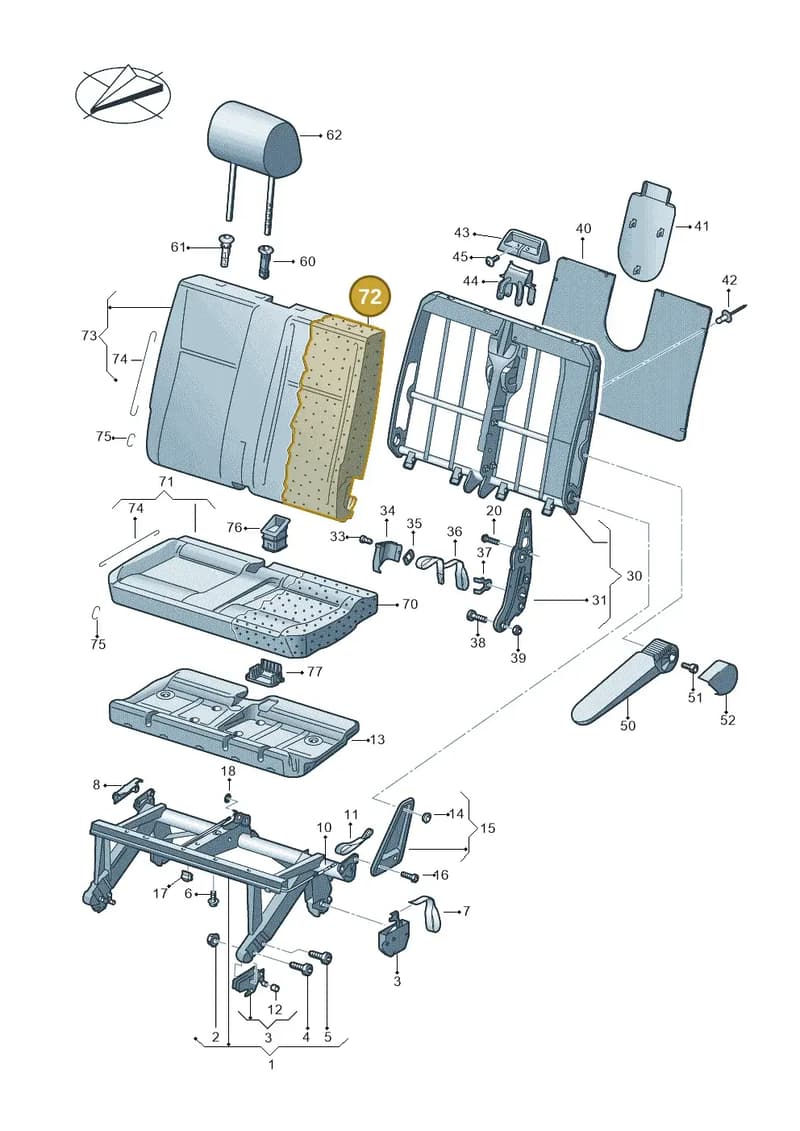 7H0883775L — Volkswagen Caravelle (2015-2019) diagram 861883000, position 72