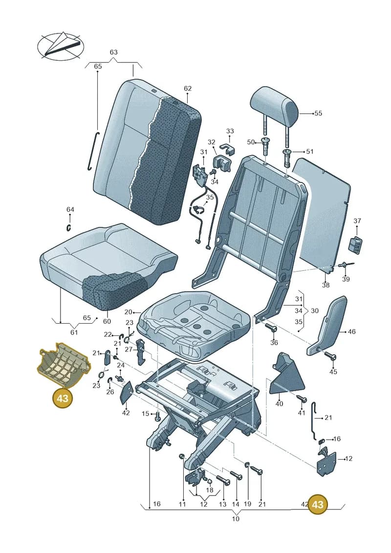 7H0883939 — Volkswagen Caravelle (2019-2024) diagram 861883200, position 43