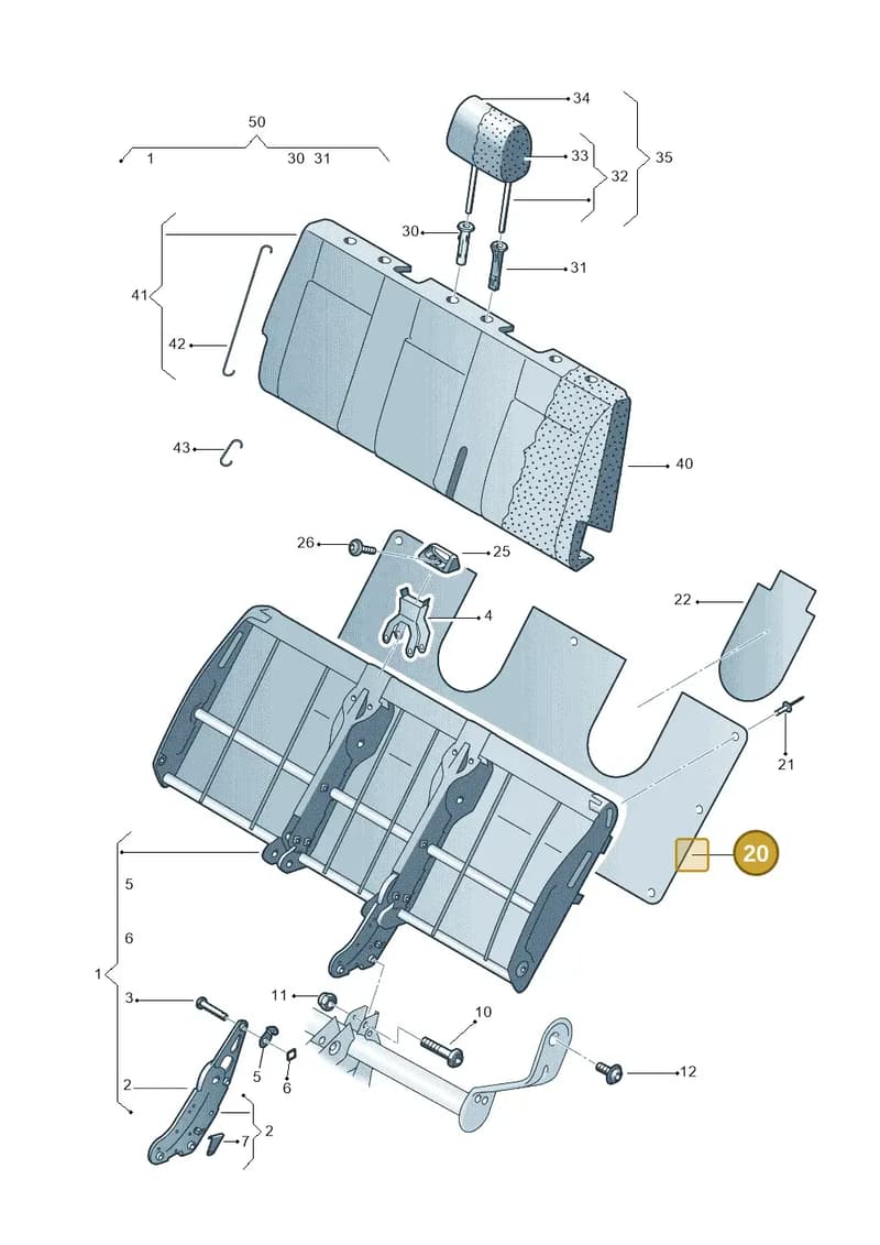 7H0885756C — Volkswagen Caravelle (2019-2024) diagram 410885500, position 20