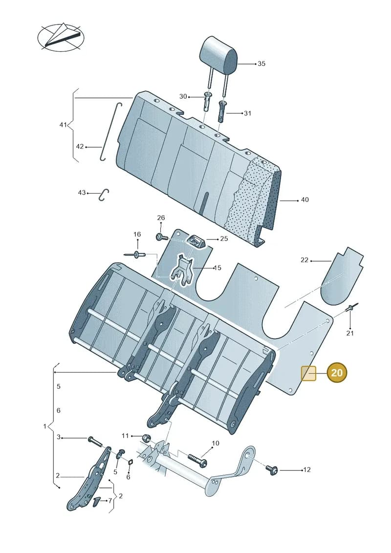 7H0885756C — Volkswagen Caravelle (2019-2024) diagram 861885450, position 20