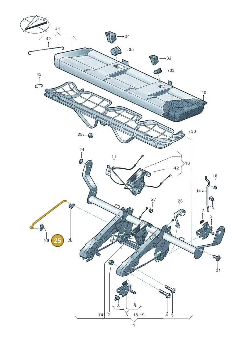 7H0885957A — Volkswagen Caravelle (2019-2024) diagram 861885010, position 25