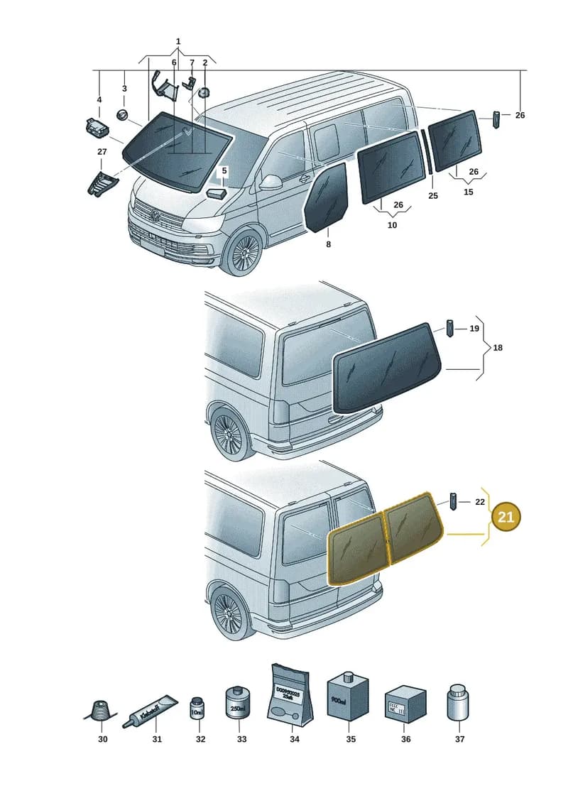 7H1845501E — Volkswagen Caravelle (2019-2024) diagram 7ep845000, position 21