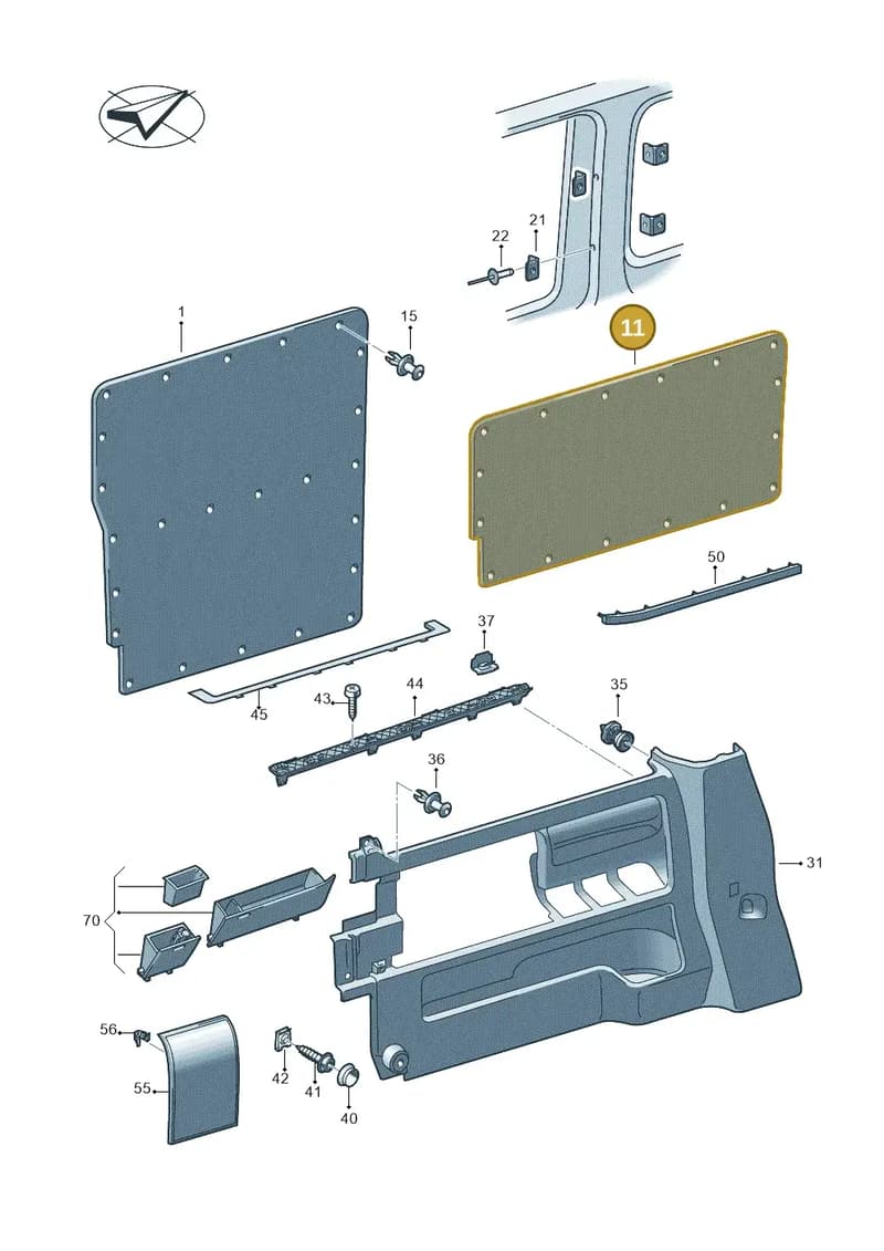 7H1867204DYP9 — Volkswagen Caravelle (2019-2024) diagram 410867200, position 11
