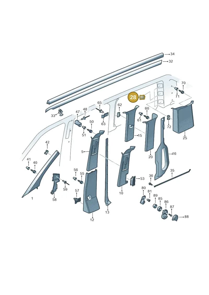 7H3853215Y20 — Volkswagen Caravelle (2015-2019) diagram 731867700, position 28