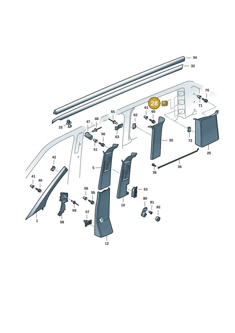 7H3853215Y20 — Volkswagen Caravelle (2019-2024) diagram 7ep867070, position 28