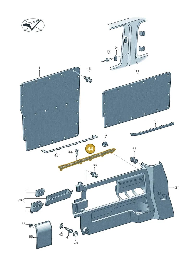 7H3868741A — Volkswagen Caravelle (2019-2024) diagram 410867200, position 44