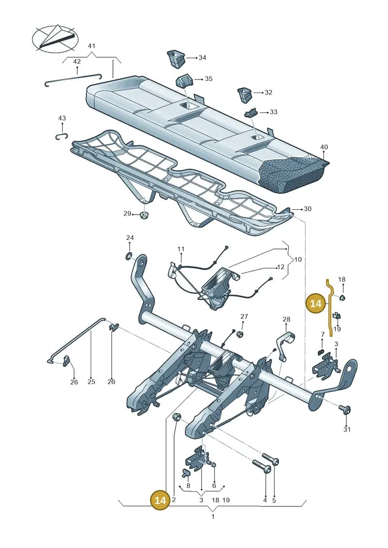 7H3883501 — Volkswagen Caravelle (2019-2024) diagram 861885010, position 14