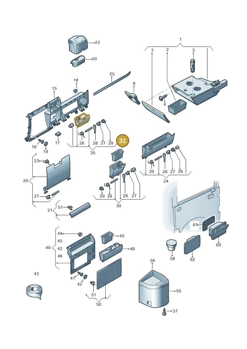 7H5868711 — Volkswagen Caravelle (2015-2019) diagram 410857300, position 31