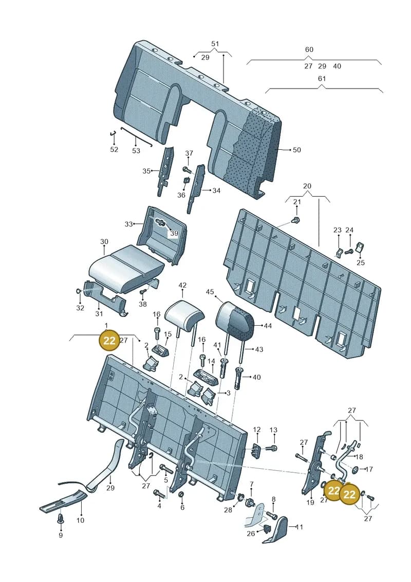 7H5885340A — Volkswagen Transp. caravelle (2011-2015) diagram 410885600, position 22
