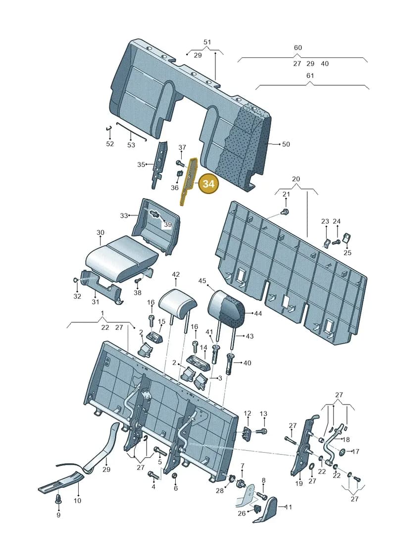 7H5885965B01A — Volkswagen Transp. caravelle (2011-2015) diagram 410885600, position 34