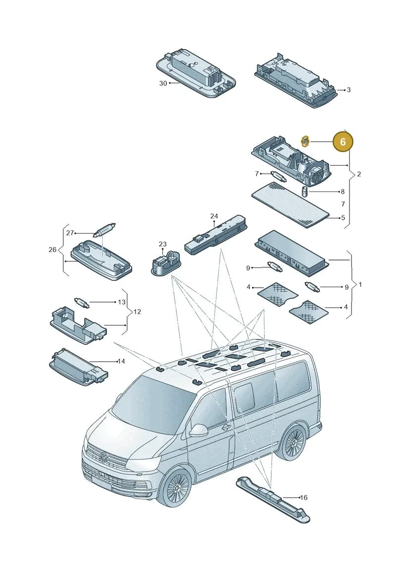 7H5949111 — Volkswagen Caravelle (2015-2019) diagram 861947020, position 6