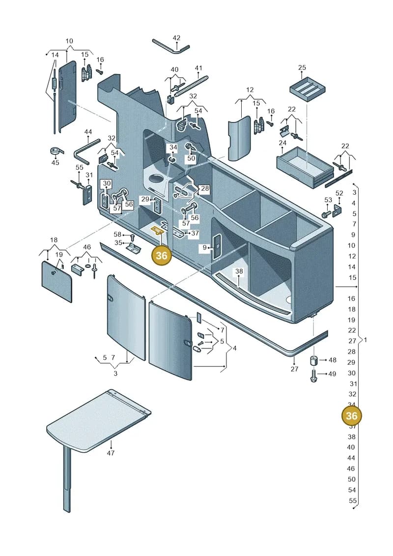 7H7067329A — Volkswagen California (2015-2019) diagram 613068000, position 36