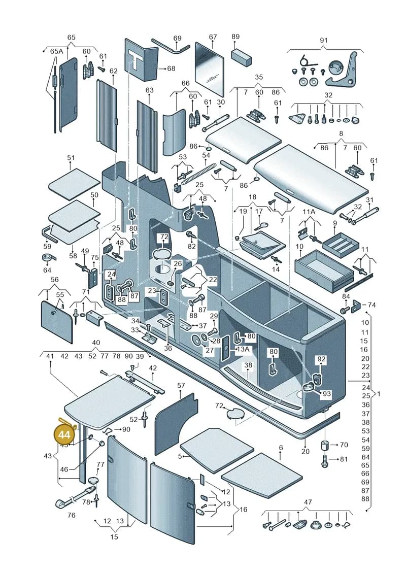 7H7068034 — Volkswagen California Camper (2011-2015) diagram 452068000, position 44