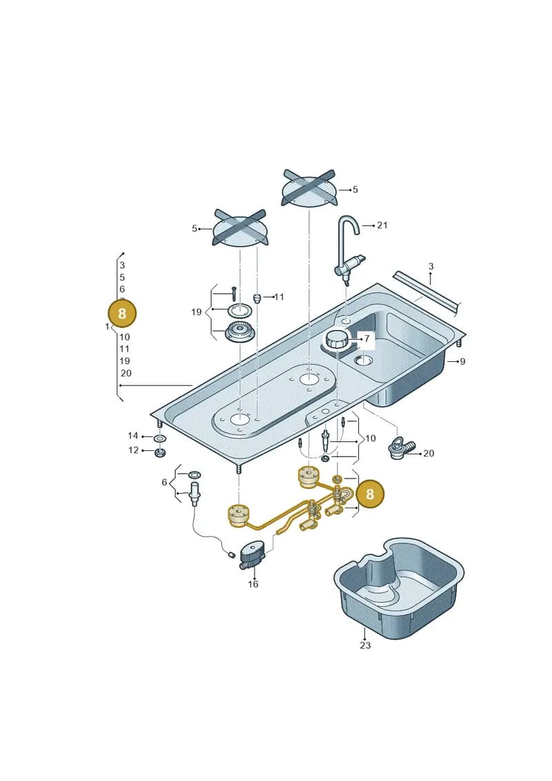 7H7068105A — Volkswagen California Camper (2009-2011) diagram 613068110, position 8