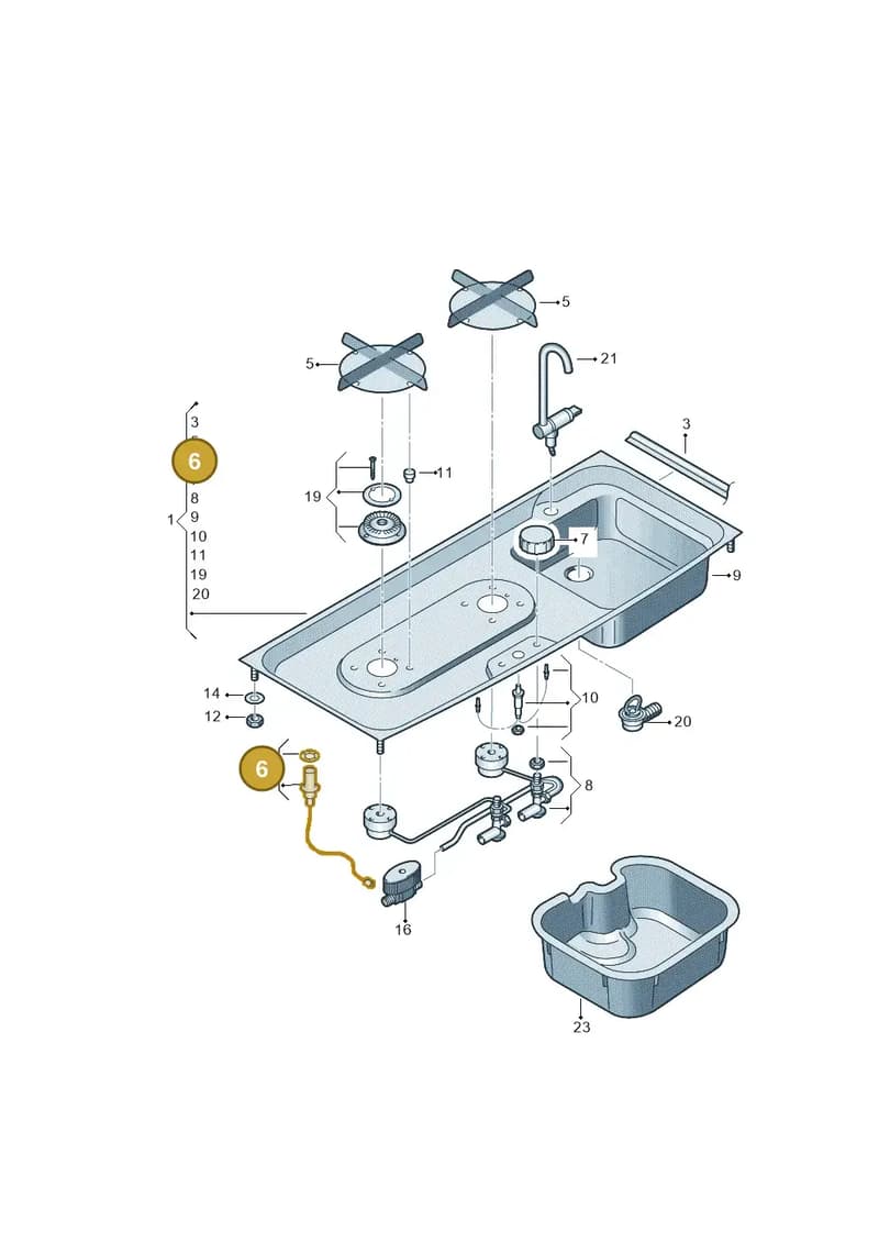 7H7068119A — Volkswagen California Camper (2009-2011) diagram 613068110, position 6