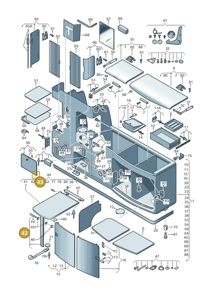 7H7068507 — Volkswagen California Camper (2011-2015) diagram 452068000, position 43