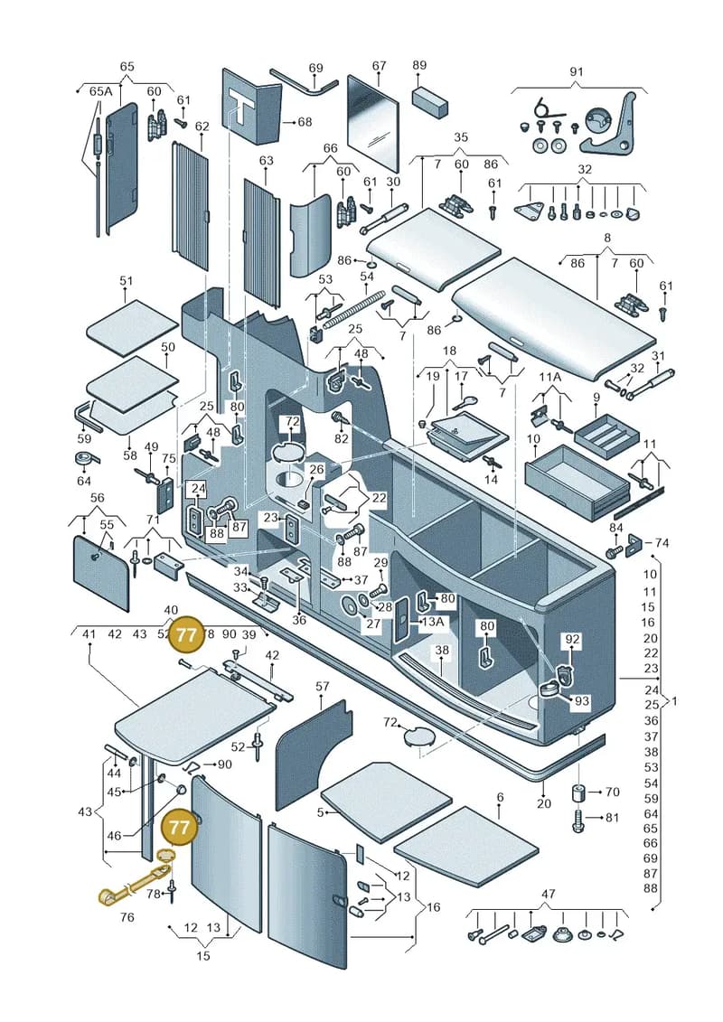 7H7068522 — Volkswagen California Camper (2011-2015) diagram 452068000, position 77