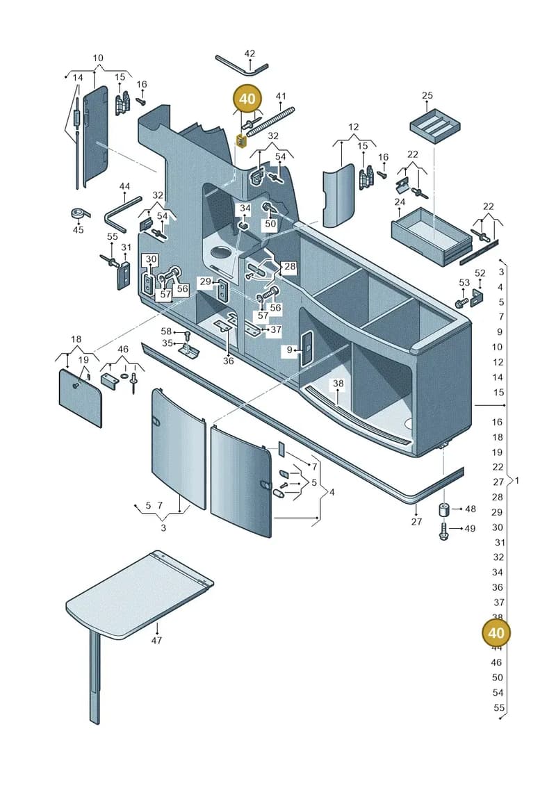 7H7068717 — Volkswagen California (2015-2019) diagram 613068000, position 40