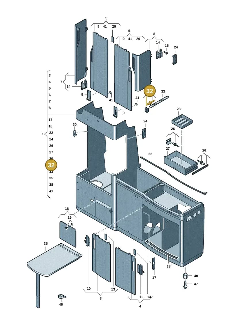7H7068717 — Volkswagen Caravelle (2019-2024) diagram 7ep068000, position 32