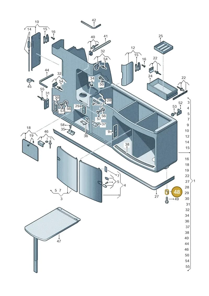 7H7070739B — Volkswagen California (2015-2019) diagram 613068000, position 48