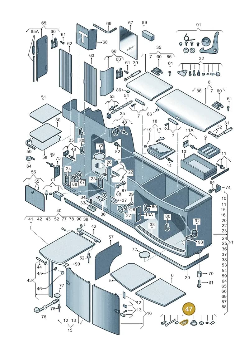 7H7098520A — Volkswagen California Camper (2011-2015) diagram 452068000, position 47