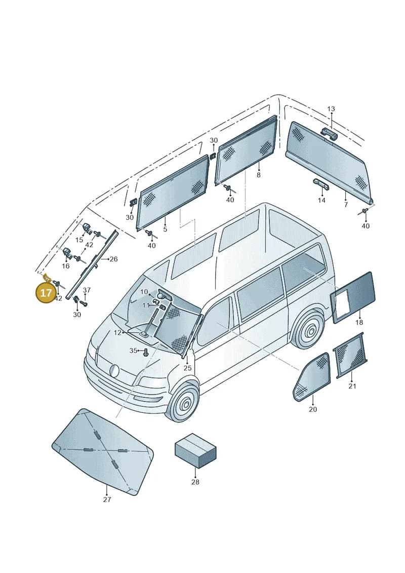 7H7861704B — Volkswagen California Camper (2011-2015) diagram 452861100, position 17