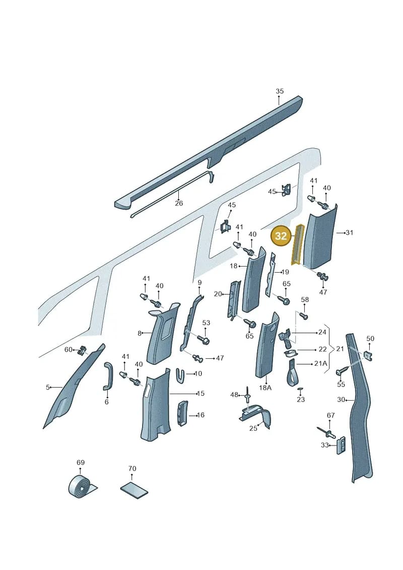 7H7867246B — Volkswagen California Camper (2011-2015) diagram 452867700, position 32