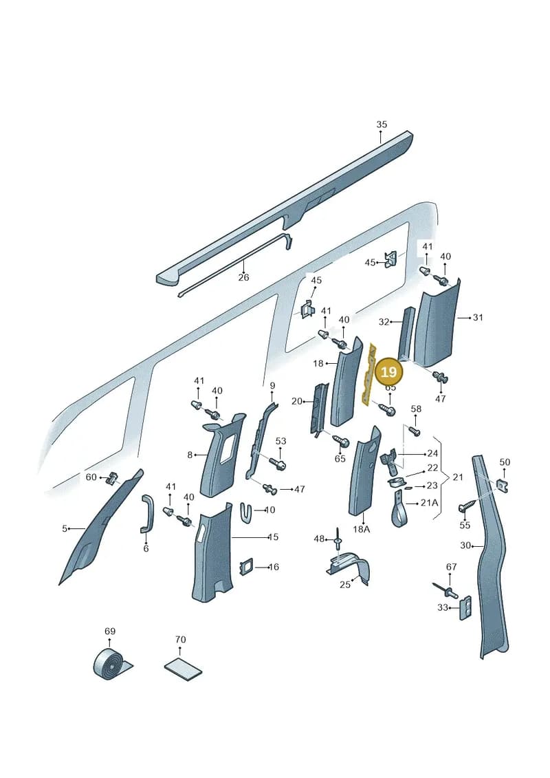 7H7867288E — Volkswagen Caravelle (2019-2024) diagram 871867700, position 19