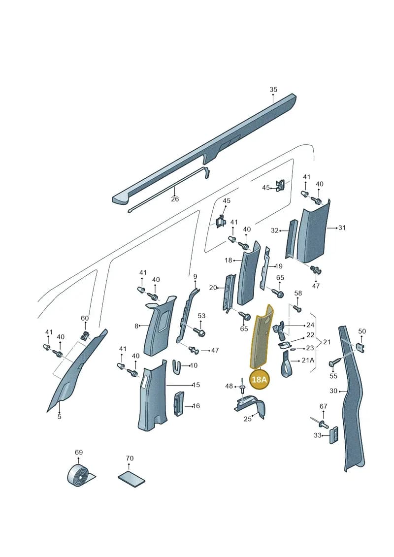 7H7867288G — Volkswagen Caravelle (2015-2019) diagram 731867770, position 18A