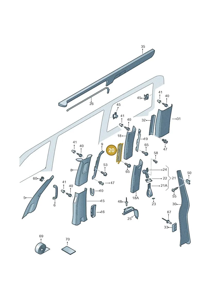 7H7867288H — Volkswagen California Camper (2011-2015) diagram 452867700, position 20