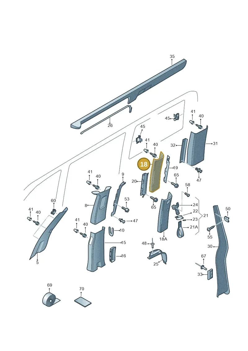 7H7867288H — Volkswagen Caravelle (2015-2019) diagram 731867770, position 18