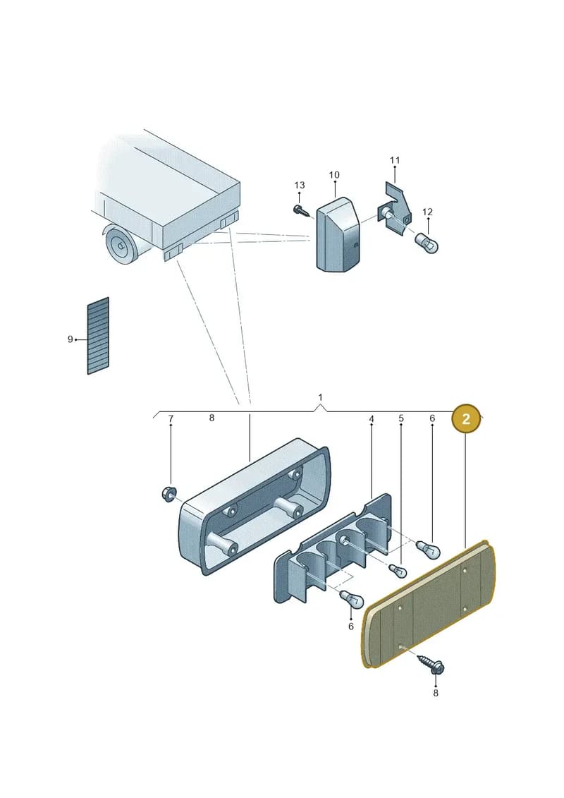 7J0945111A — Volkswagen Transp. dropside (2009-2011) diagram 411945000, position 2