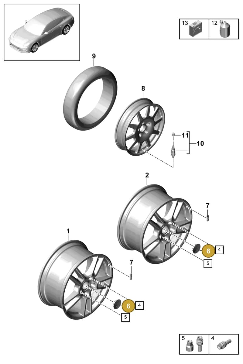 7L5601151C9A — Porsche Panamera 4 Hybrid (2016-2020) diagram p49601000, position 6