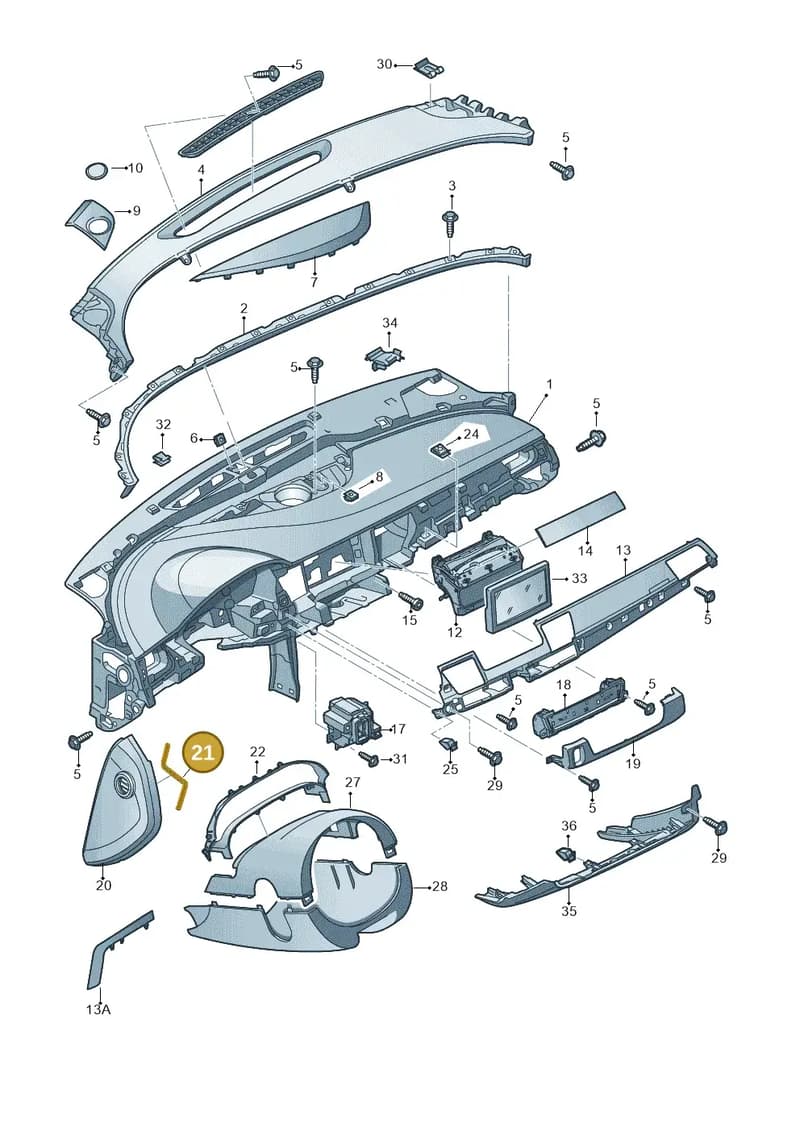 7L5875699A — Audi A8L qu. 3.0 TDI (2009-2014) diagram 696857100, position 21