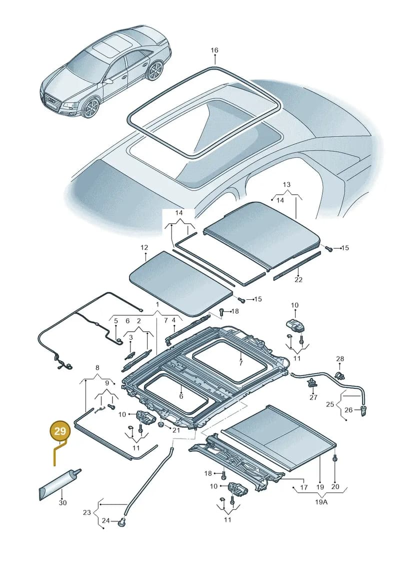 7L5875699A — Audi A8L qu. 3.0 TDI (2009-2014) diagram 696877100, position 29