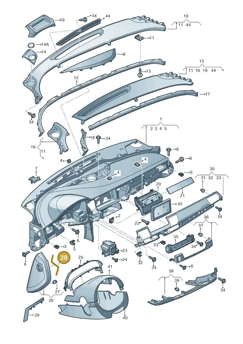 7L5875699A — Audi A8 (2013-2018) diagram 771857100, position 28