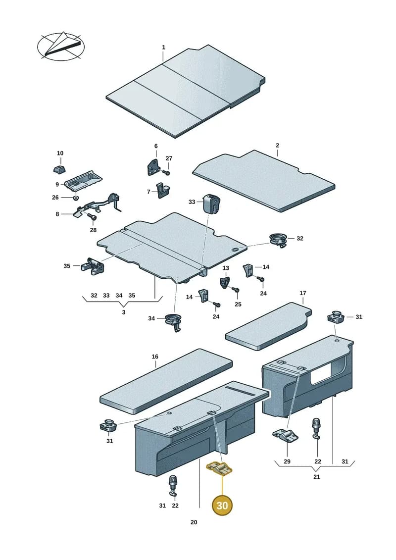 7LA067077B — Volkswagen Caravelle (2019-2024) diagram 7ep067040, position 30