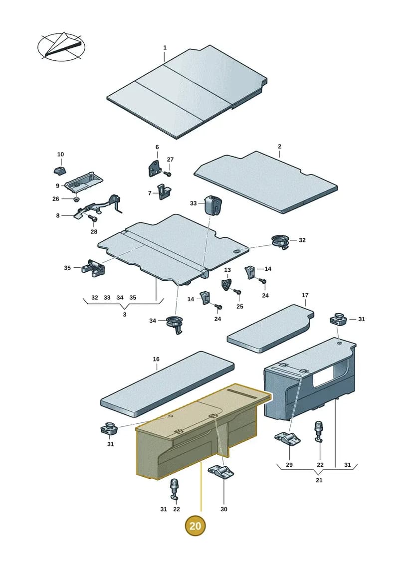 7LA067203BJ44 — Volkswagen Caravelle (2019-2024) diagram 7ep067040, position 20