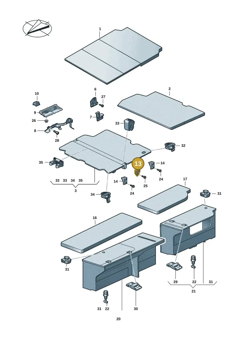 7LA067856A — Volkswagen Caravelle (2019-2024) diagram 7ep067040, position 13