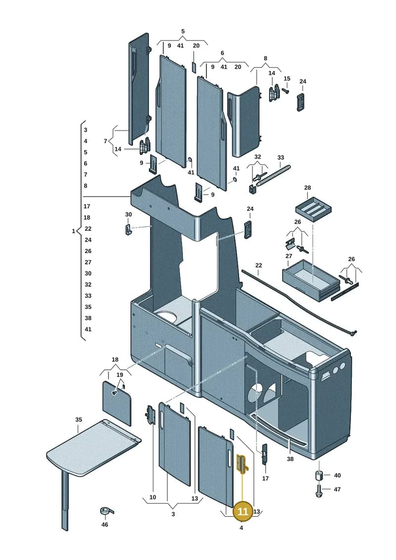 7LA068026B — Volkswagen Caravelle (2019-2024) diagram 7ep068000, position 11