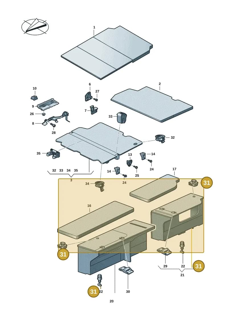 7LA068411 — Volkswagen Caravelle (2019-2024) diagram 7ep067040, position 31
