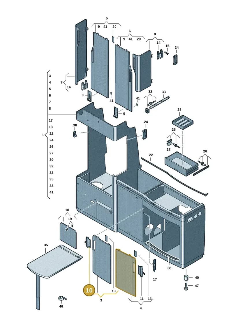 7LA068715 — Volkswagen Caravelle (2019-2024) diagram 7ep068000, position 10