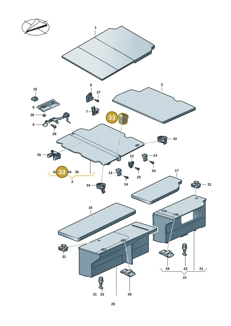 7LA071267A — Volkswagen Caravelle (2019-2024) diagram 7ep067040, position 33