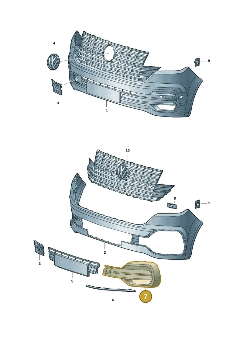 7LA807489B9B9 — Volkswagen Transporter Multivan (2019-2024) diagram 7em807010, position 7