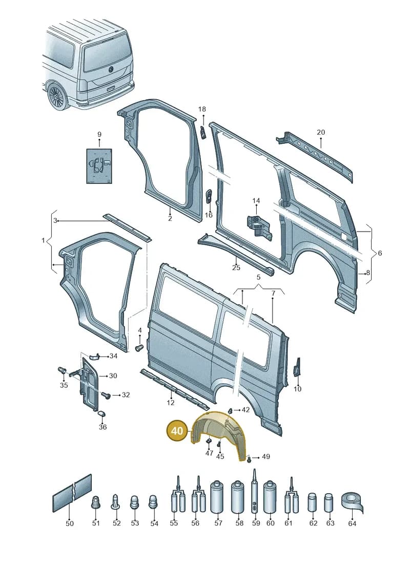 7LA810972 — Volkswagen Transporter Multivan (2019-2024) diagram 861809200, position 40