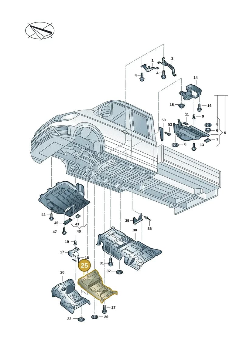 7LA825661B — Volkswagen Transporter Single Cab (2019-2024) diagram 7fp825000, position 25