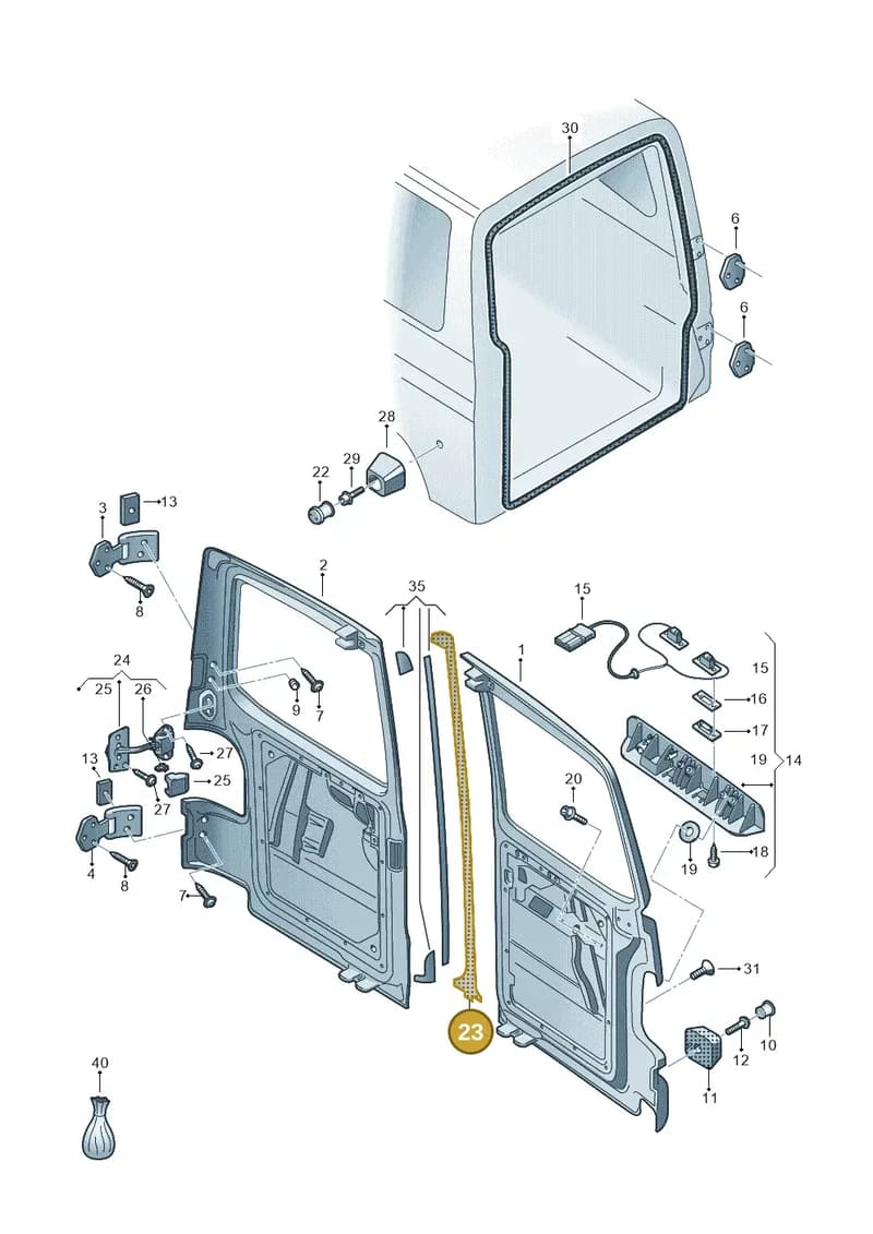 7LA827709A — Volkswagen Caravelle (2019-2024) diagram 410827500, position 23
